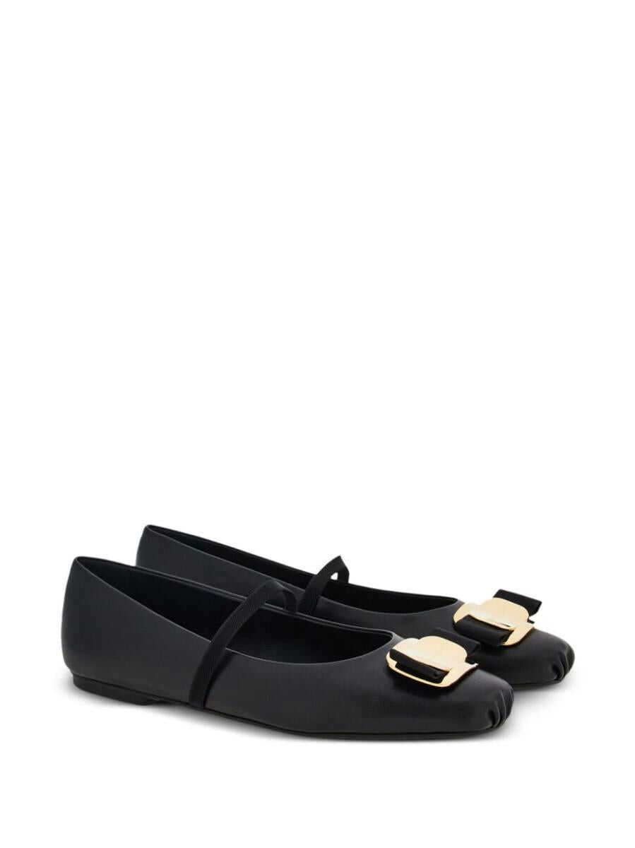 Balerini Salvatore Ferragamo Salvatore Ferragamo Vara Leather Ballets Black Femei (BM 12687677) 3