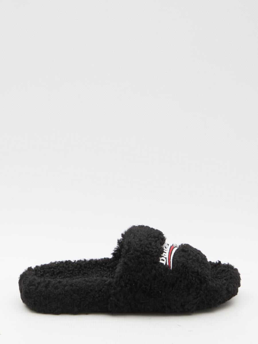 Balenciaga Furry Slide sandals BLACK