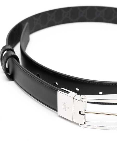 Curele Gucci Gucci Rectangular Buckle Reversible Belt Black Barbati (BM 12757685) 2