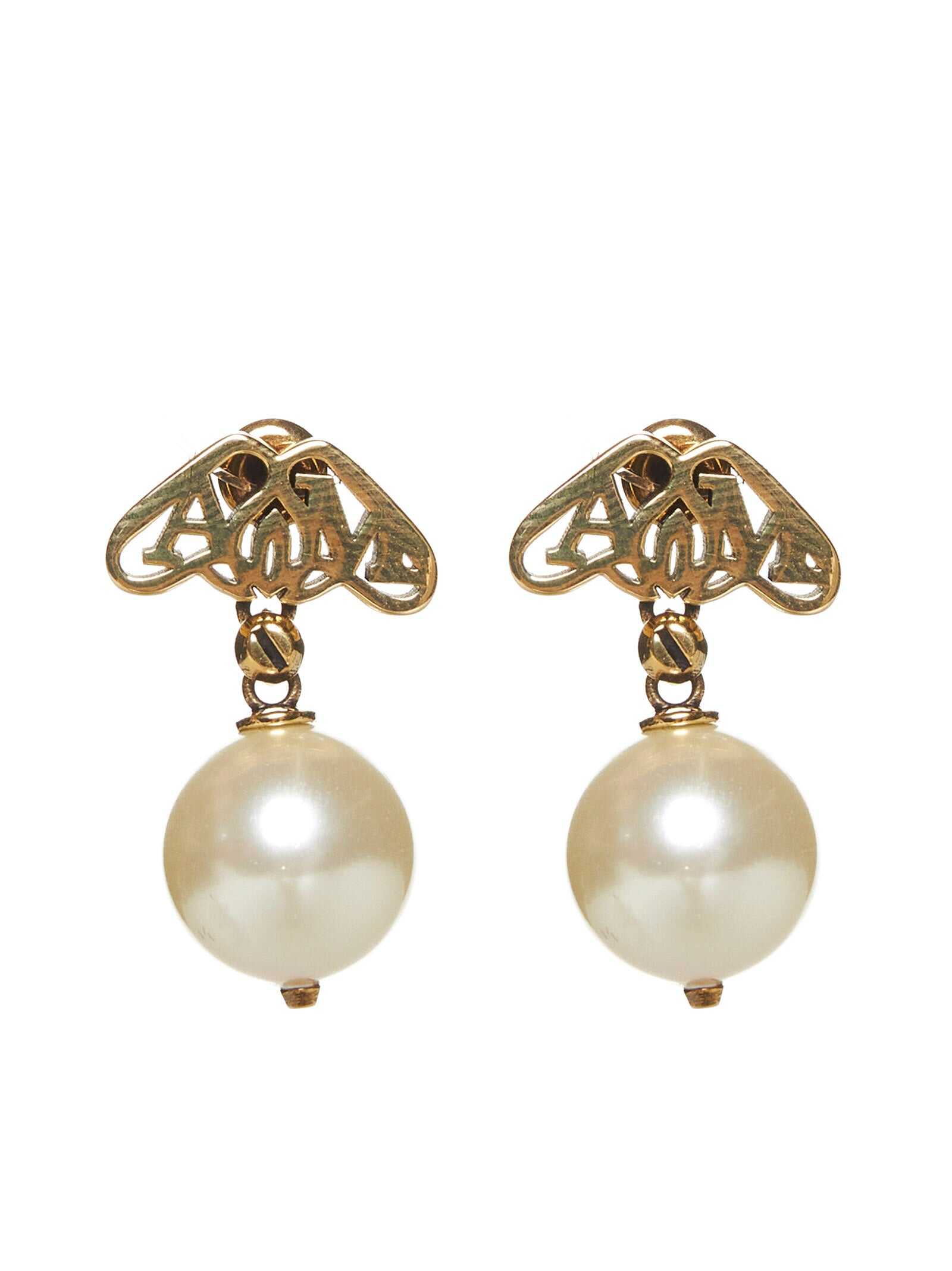 Alexander McQueen ALEXANDER MCQUEEN Seal Logo pearl earrings GOLDEN