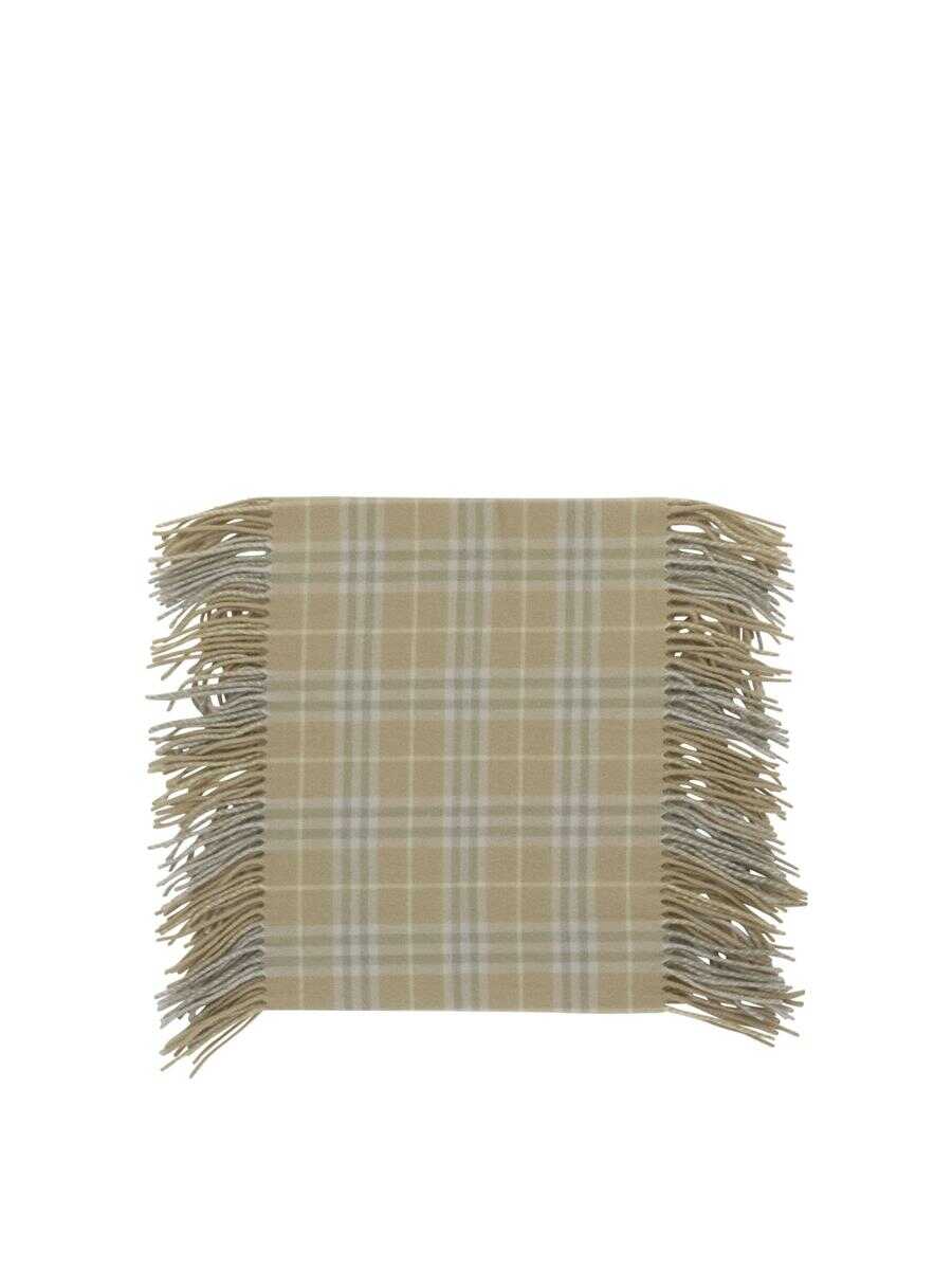 Burberry BURBERRY Check cashmere fringed scarf BEIGE