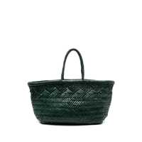 Genti de mana DRAGON DIFFUSION 'Triple Jump' Green Handbag With Two Top Handles And Woven Design In Leather Woman