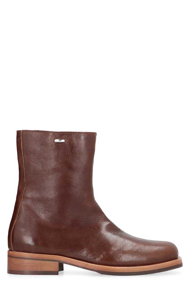 OUR LEGACY OUR LEGACY CAMION LEATHER BOOTS SADDLE BROWN