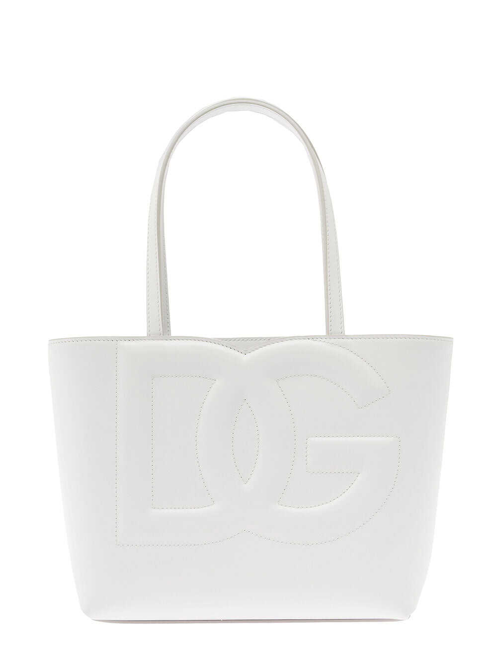 Dolce & Gabbana \'DG Logo\' Small White Shopper in Leather Woman WHITE