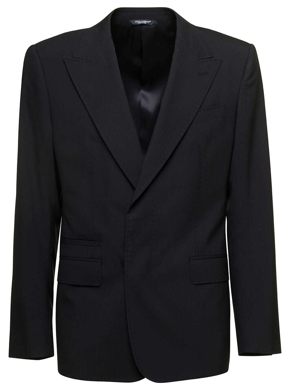 Dolce & Gabbana \'New Sicilia\' Black Single-Breasted Jacket with Concelaed Fastening in Stretch Wool Man BLACK