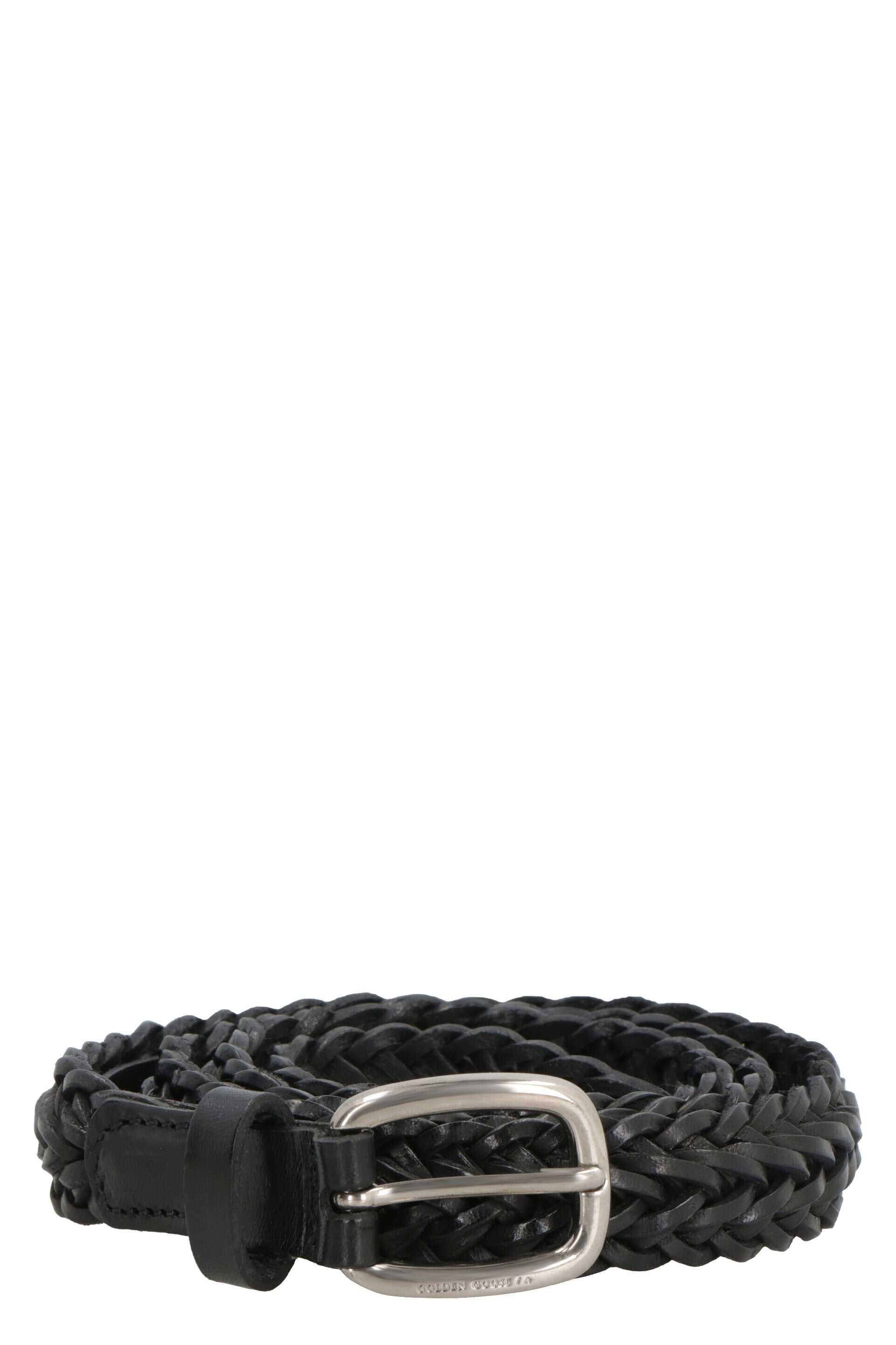 Golden Goose GOLDEN GOOSE HOUSTON WOVEN LEATHER BELT BLACK