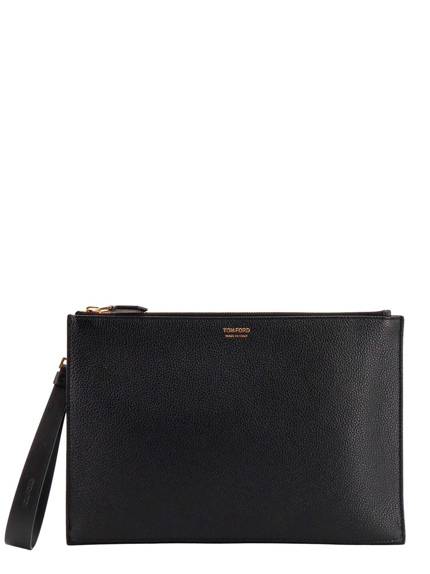 TOM FORD TOM FORD LEATHER FLAT POUCH BLACK
