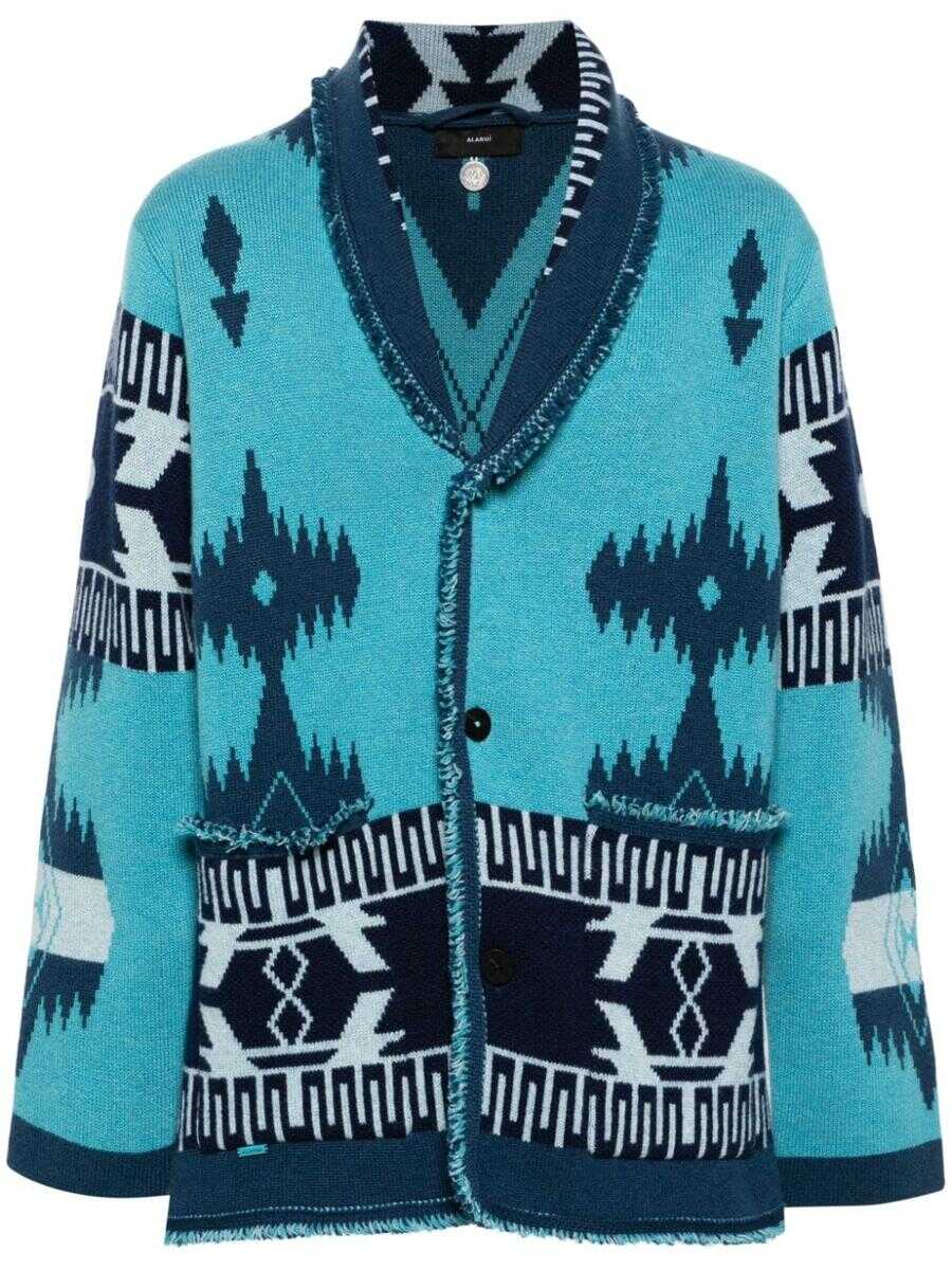 ALANUI ALANUI Icon Jacquard cashmere cardigan BLUE