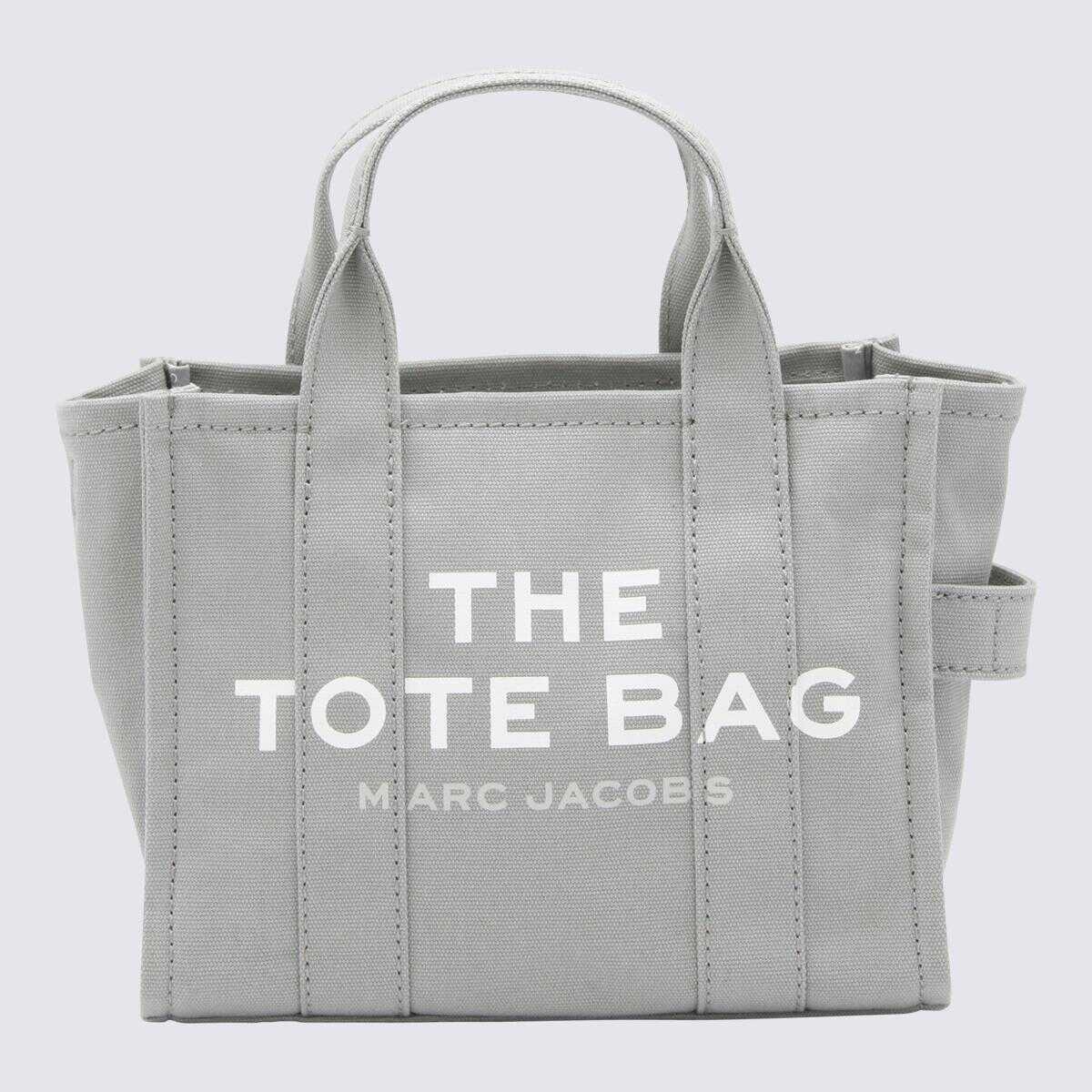 Marc Jacobs MARC JACOBS GREY AND WHITE CANVAS HANDLE BAG WOLF GREY