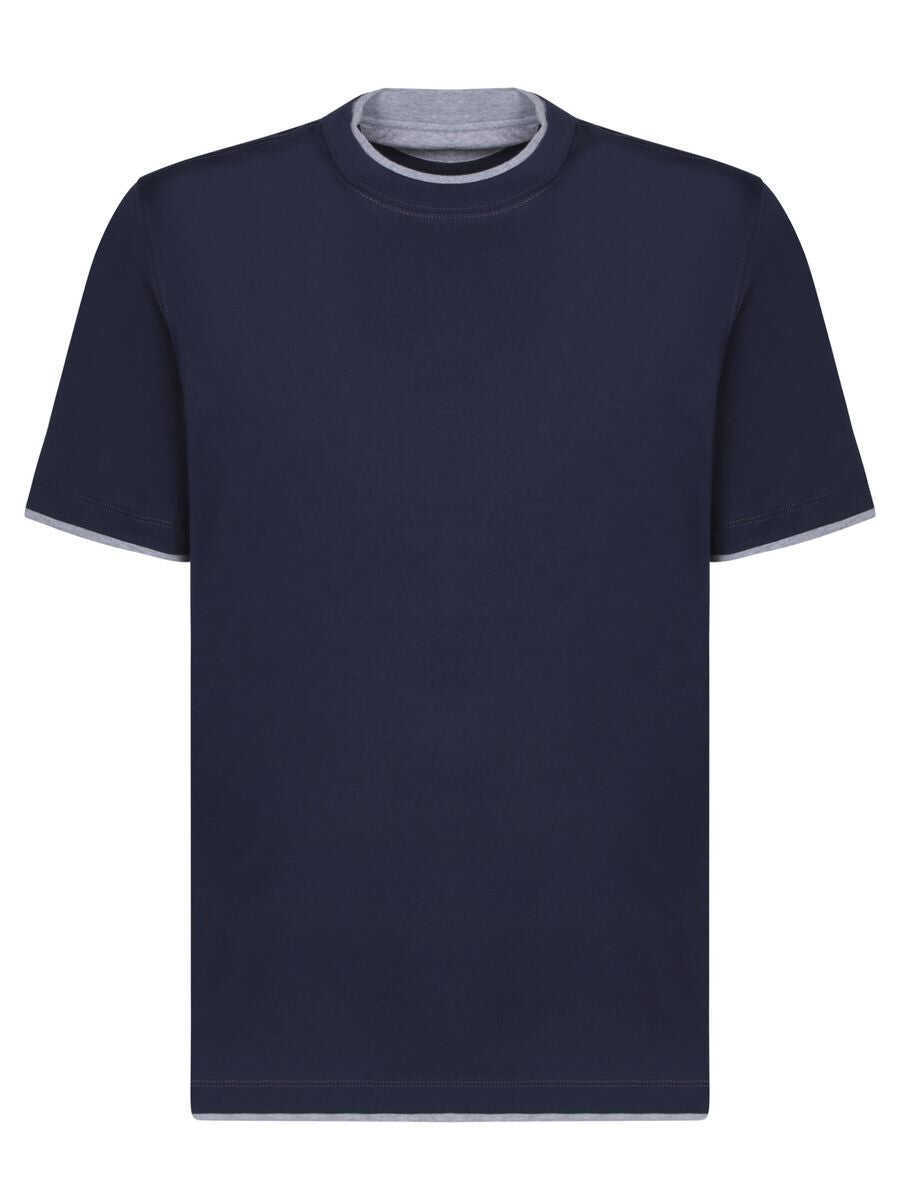 Tricouri Brunello Cucinelli Brunello Cucinelli Cotton T-Shirt BLUE Barbati (BM 12850257) 1