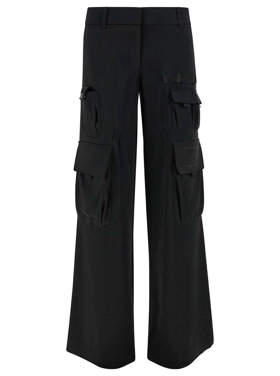 Off-White SATIN TOYBOX CARGO PANTS BLACK