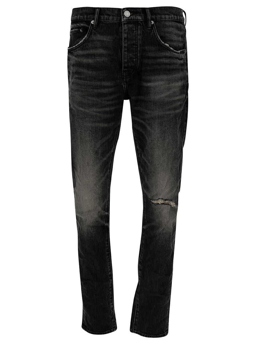 PURPLE BRAND Black Skinny Jeans with Rips in Stretch Cotton Denim Man GREY