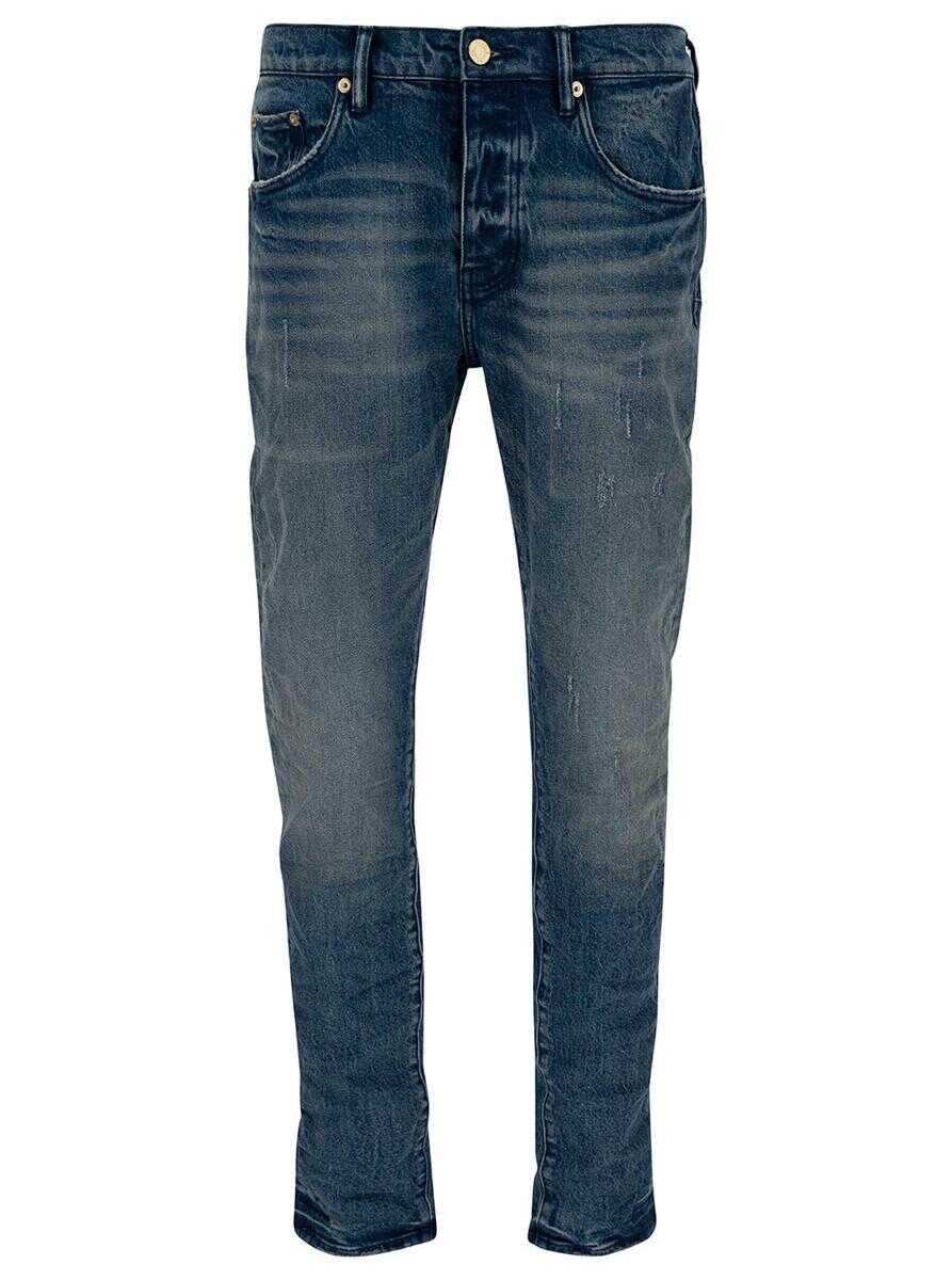 PURPLE BRAND Blue Skinny Jeans with Rips in Stretch Cotton Denim Man BLU