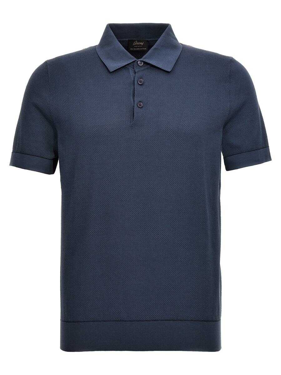 BRIONI BRIONI Textured polo shirt BLUE