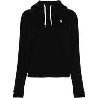 Bluze de trening Black Hoodie With Drawstring Hood And Pony Embroidery On The Front In Cotton Blend Woman Femei
