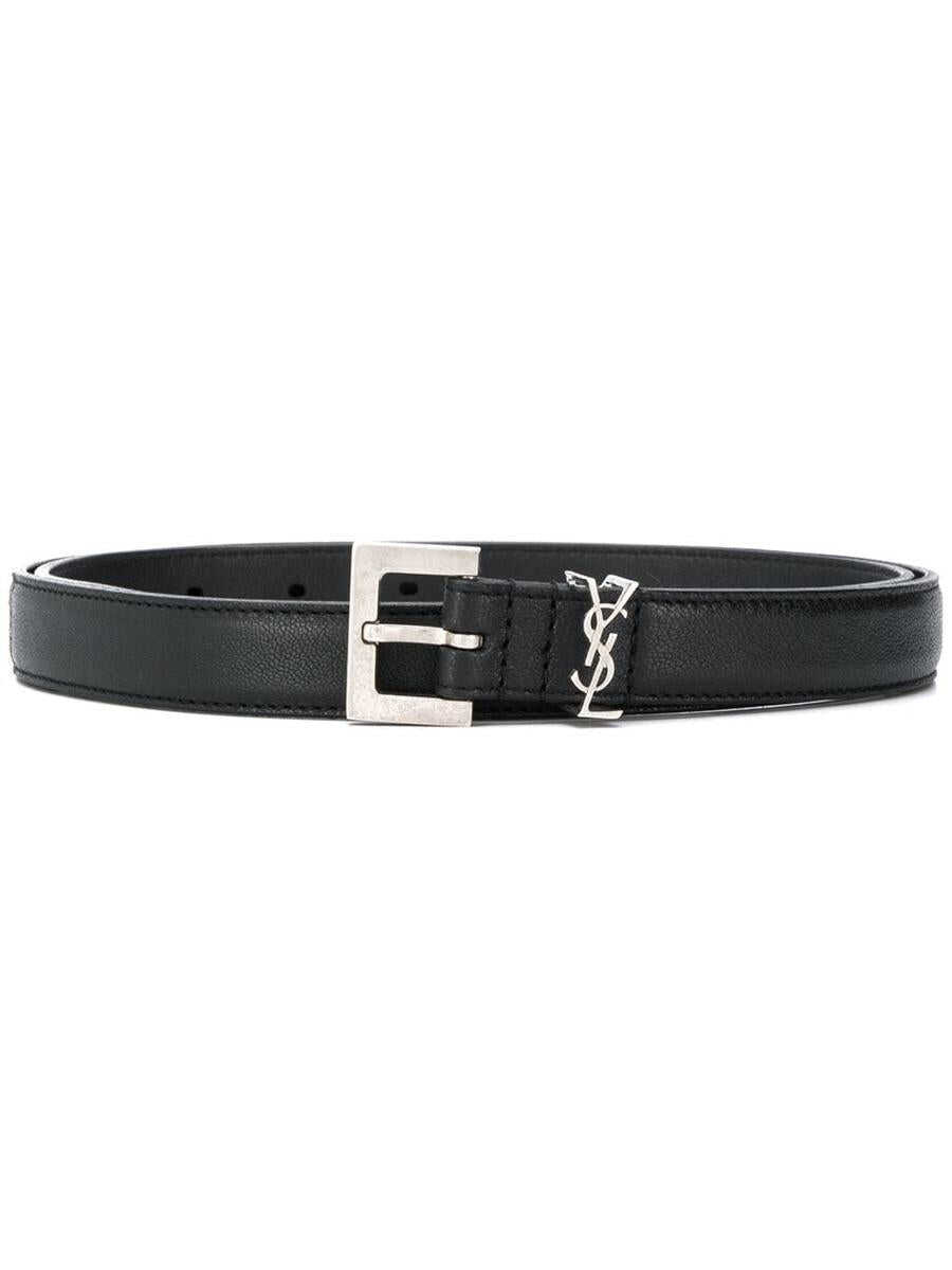 Saint Laurent SAINT LAURENT Cassandre leather belt BLACK