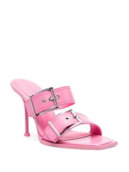 Sandale cu toc Alexander McQueen Alexander McQueen Punk Double Buckle Leather Sandals PINK Femei (BM 12985731) 2