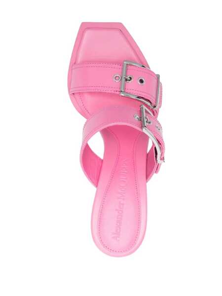 Sandale cu toc Alexander McQueen Alexander McQueen Punk Double Buckle Leather Sandals PINK Femei (BM 12985731) 4