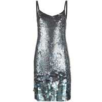 Rochii Mini Grey Dress With All-Over Multicolor Sequins In Stretch Polyamide Woman Femei