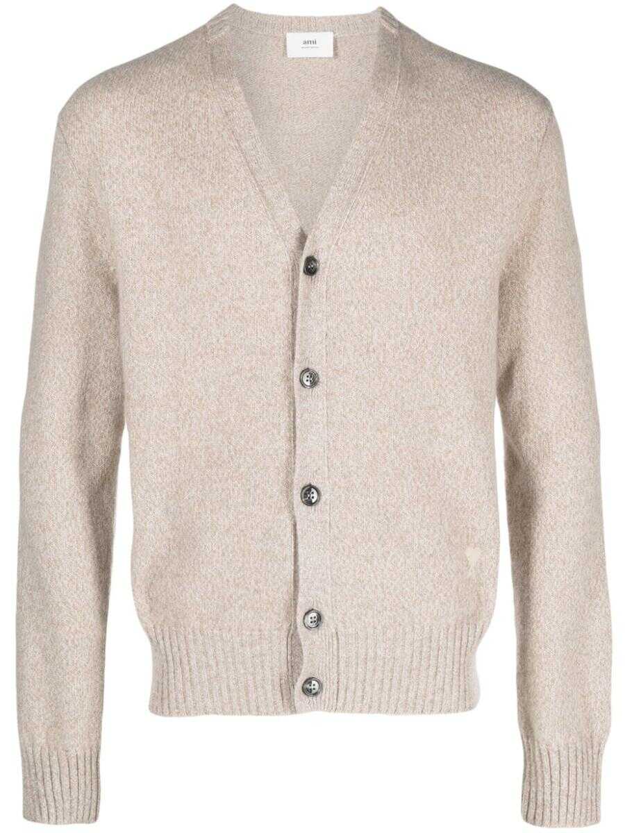 AMI Paris AMI PARIS Ami De Coeur cashmere cardigan BEIGE