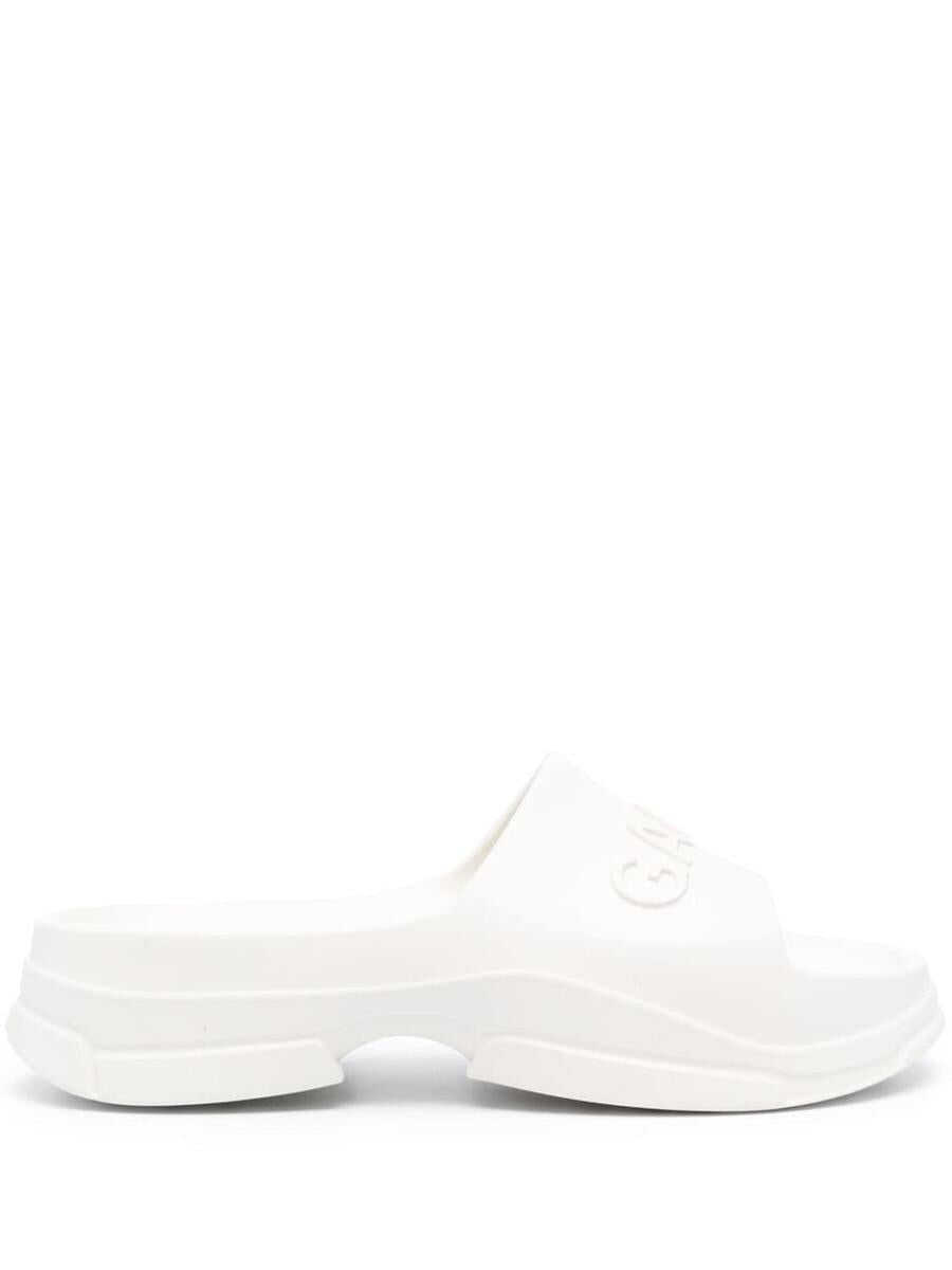 Ganni GANNI Logo rubber pool slides WHITE