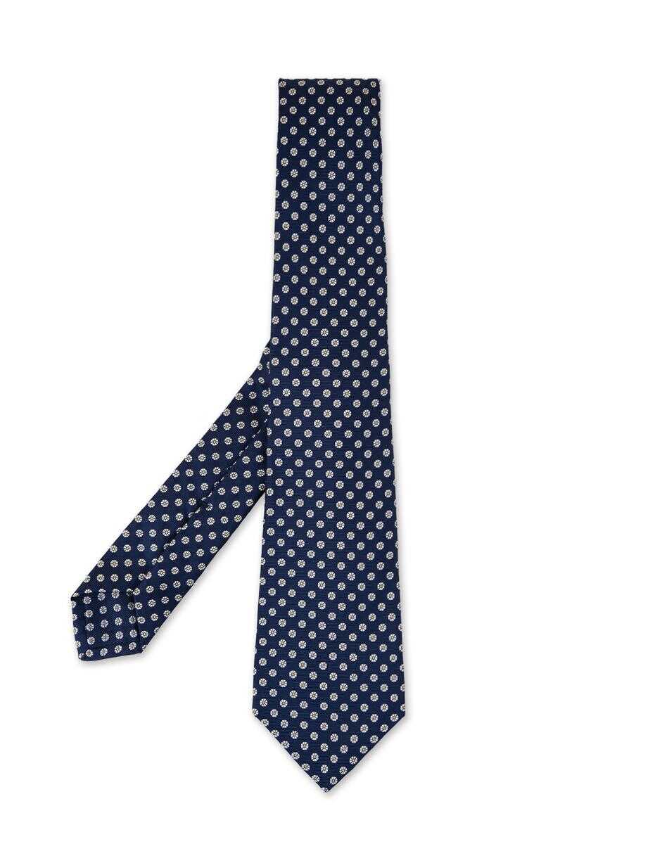 KITON KITON Navy Tie With Daisies BLUE