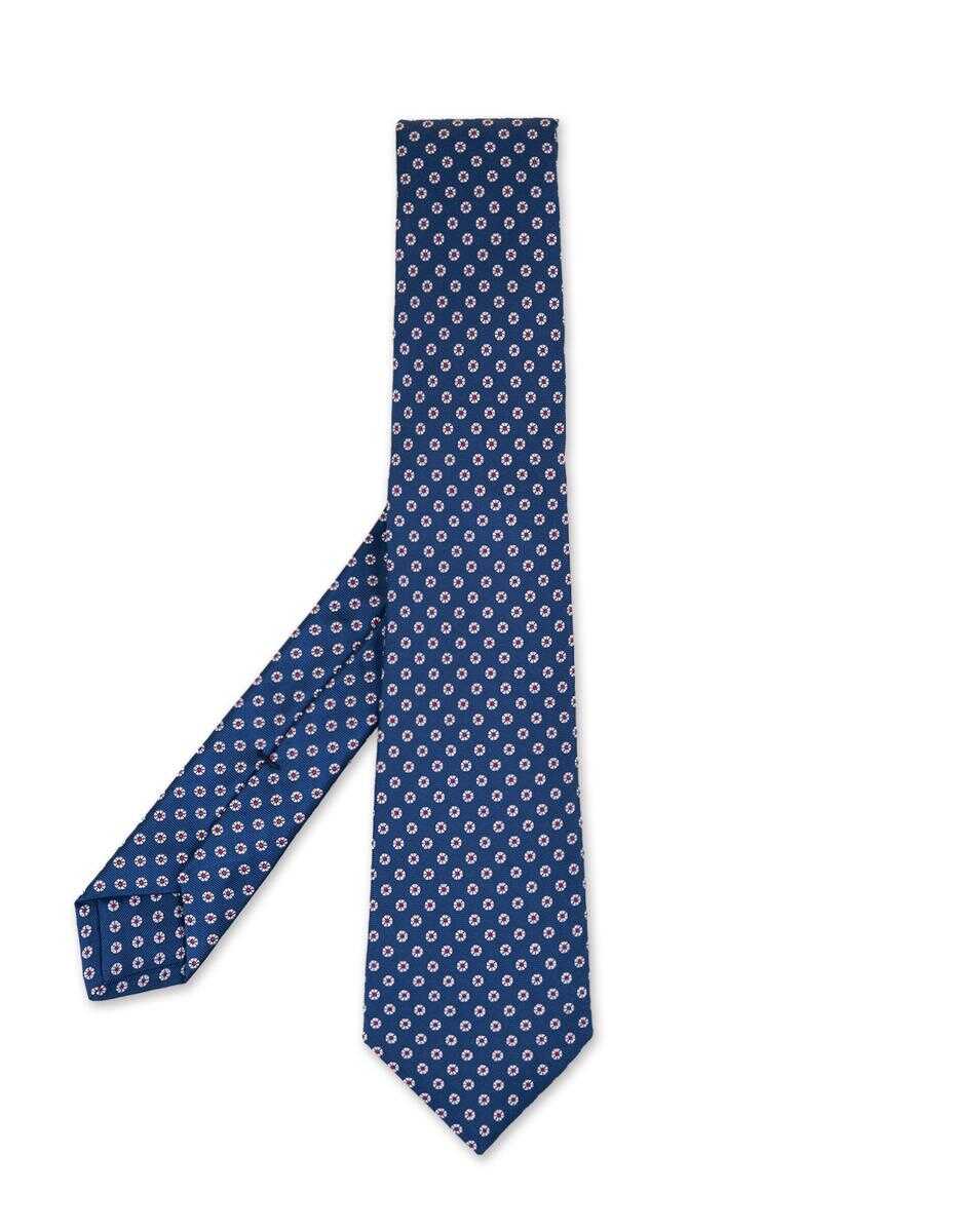 KITON KITON Night Tie With Daisies BLUE