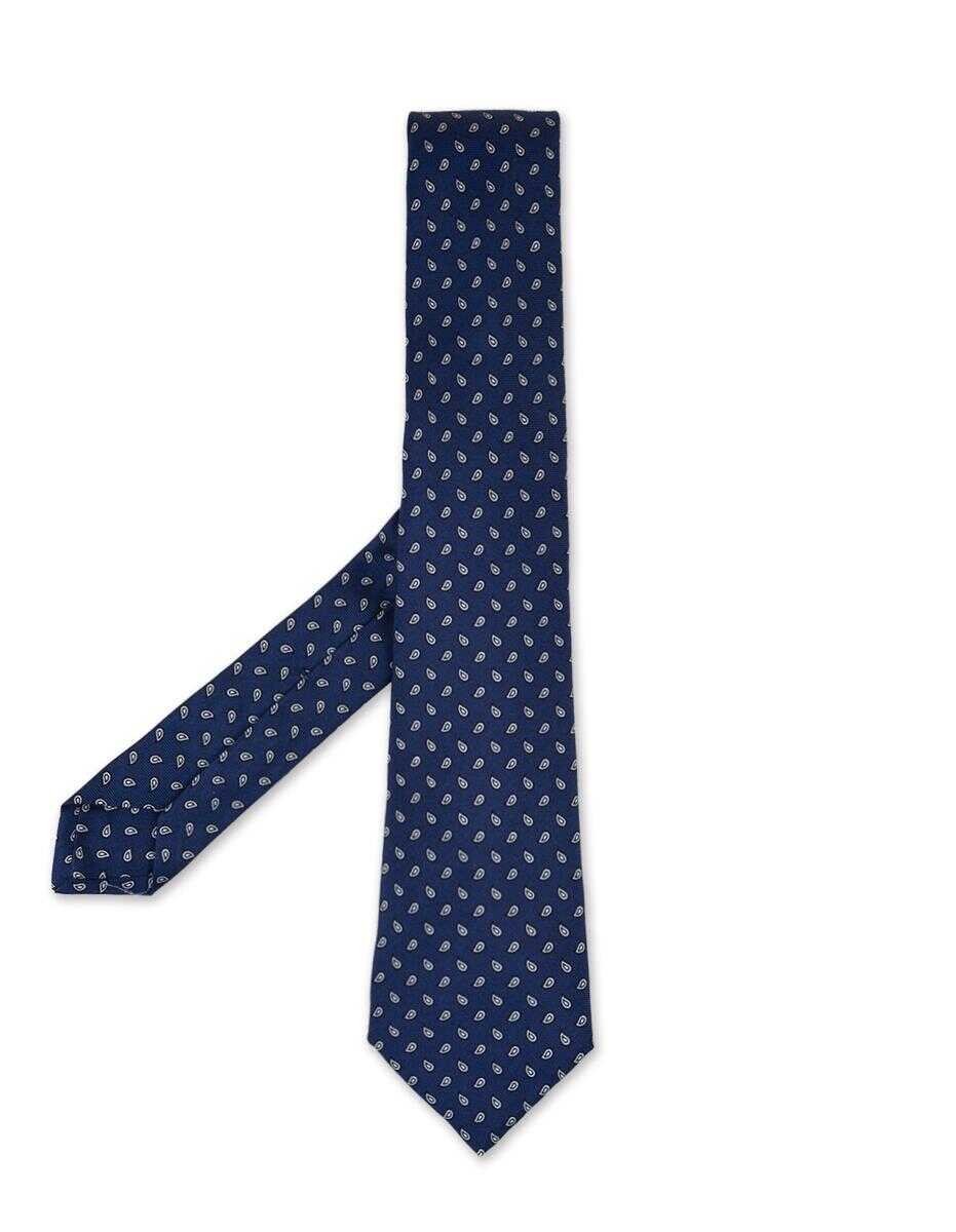 KITON KITON Tie With Drops Pattern BLUE