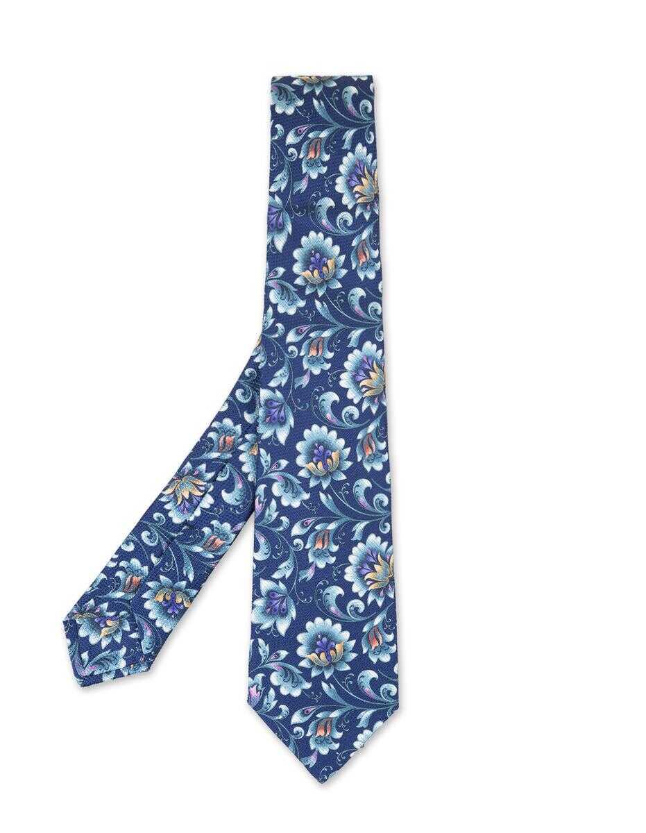 KITON KITON Tie With Floral Print BLUE