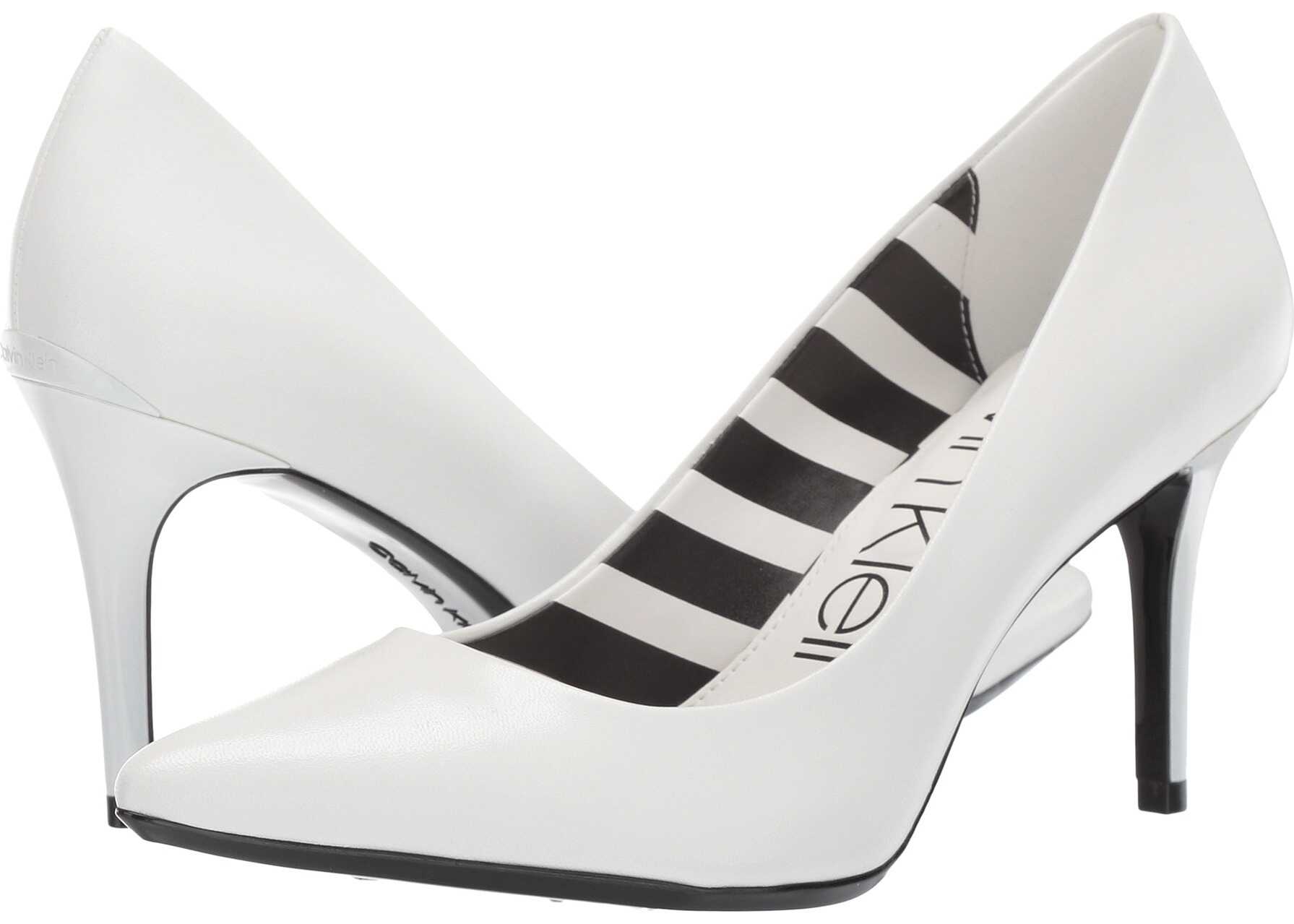 Calvin Klein Gayle Pump White Leather Stripes