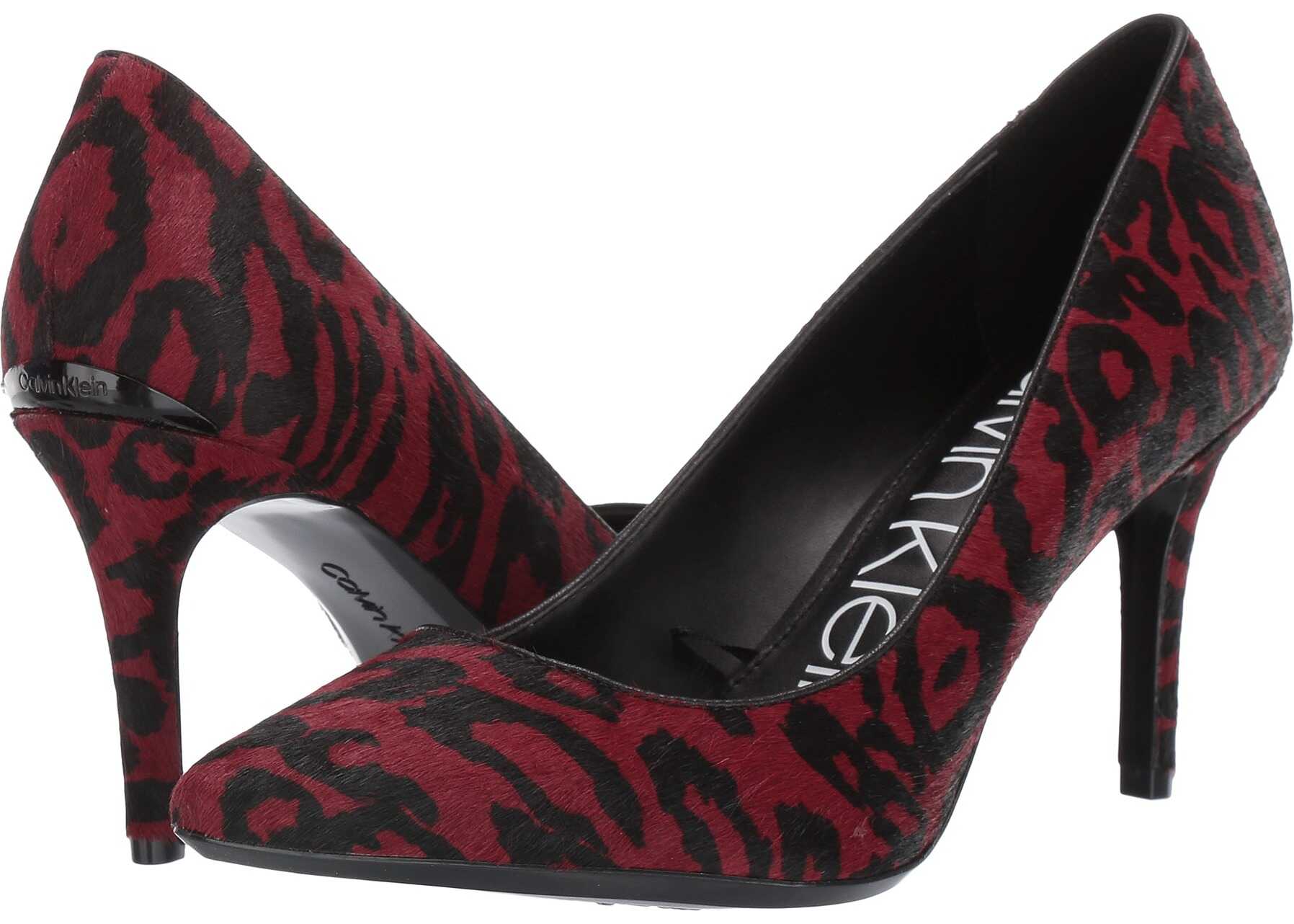 Calvin Klein Gayle Pump Barn Red Haircalf/Sheep