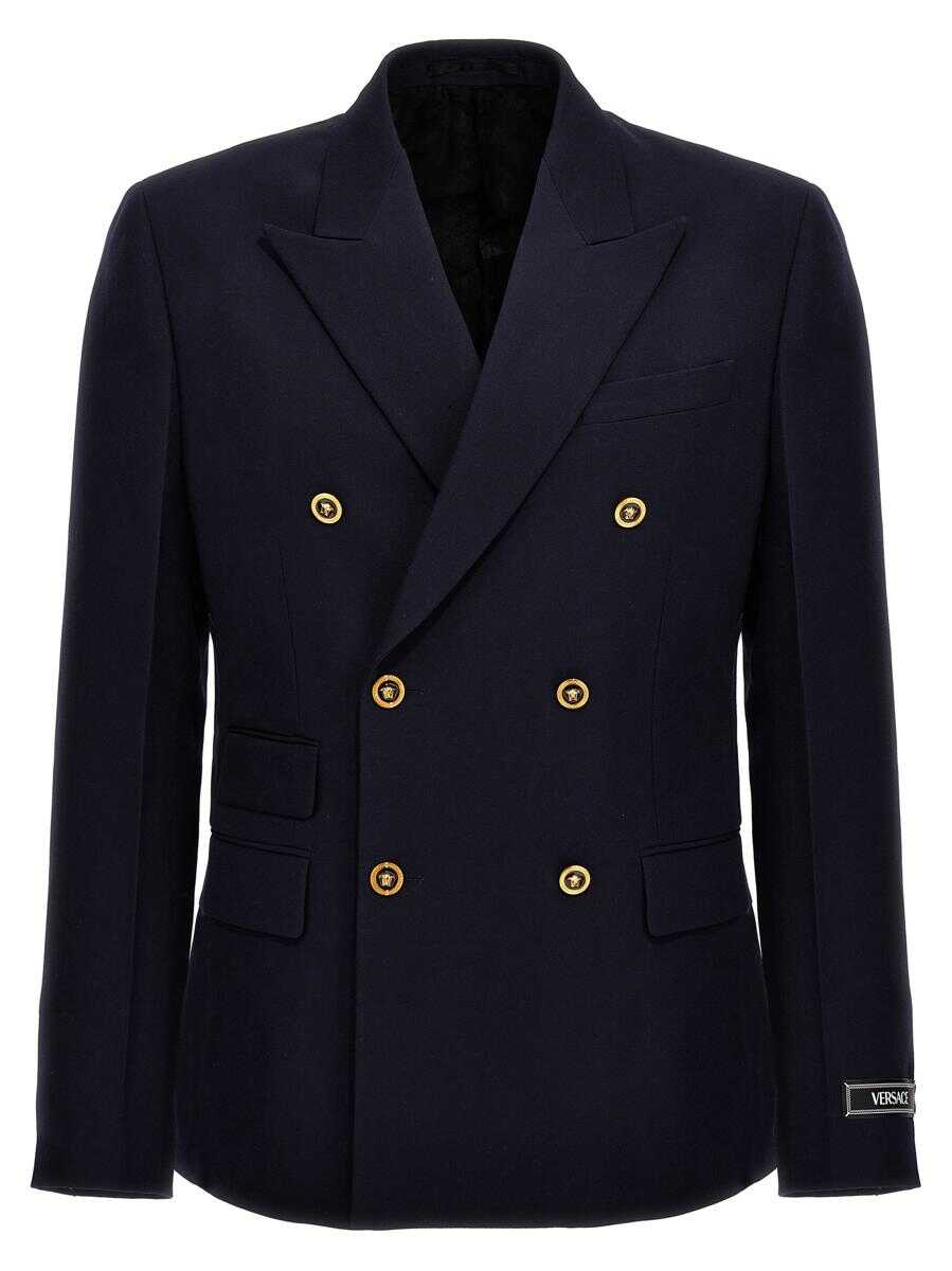 Versace VERSACE Double-breasted wool blazer BLUE