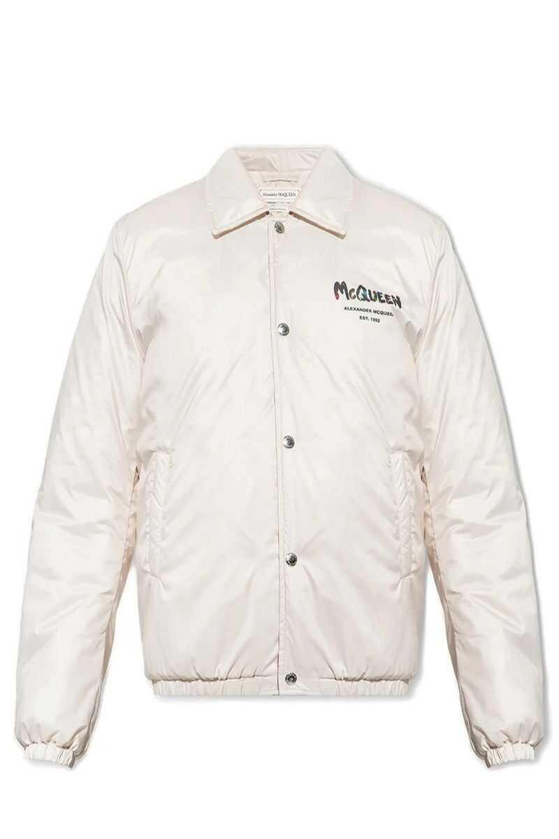 Geci de iarna Alexander McQueen Alexander McQueen Logo Print Down Jacket WHITE Barbati (BM 13134747) 1