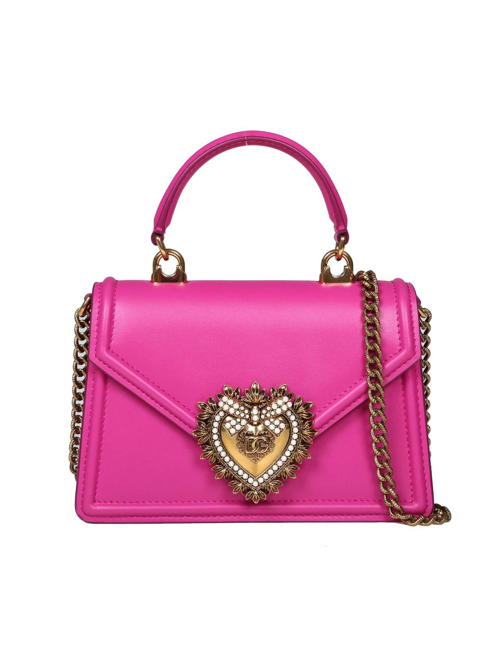 Dolce & Gabbana Dolce & gabbana small devotion handbag in shocking pink leather Pink