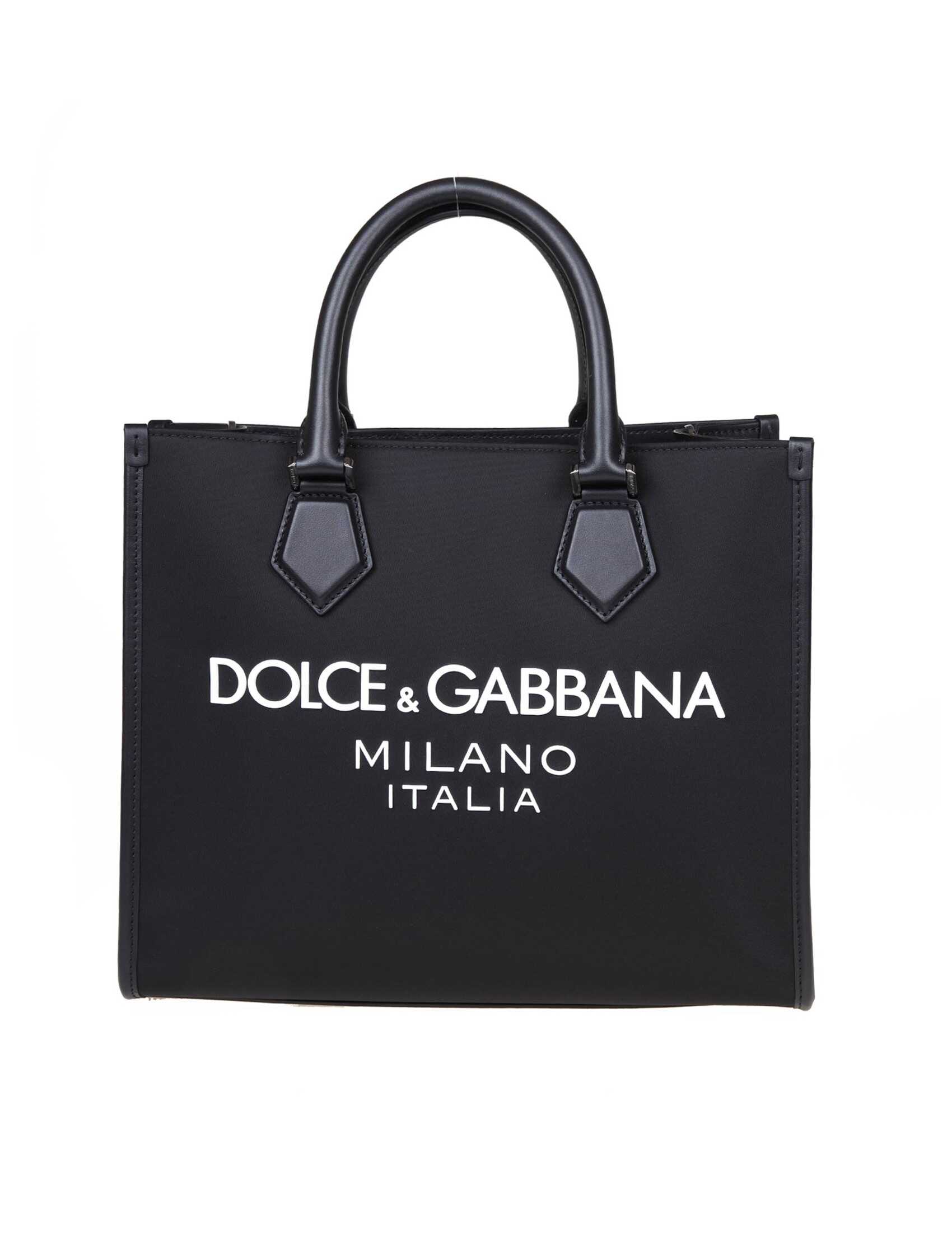 Dolce & Gabbana Dolce & gabbana shopping bag in fabric with rubber logo Black