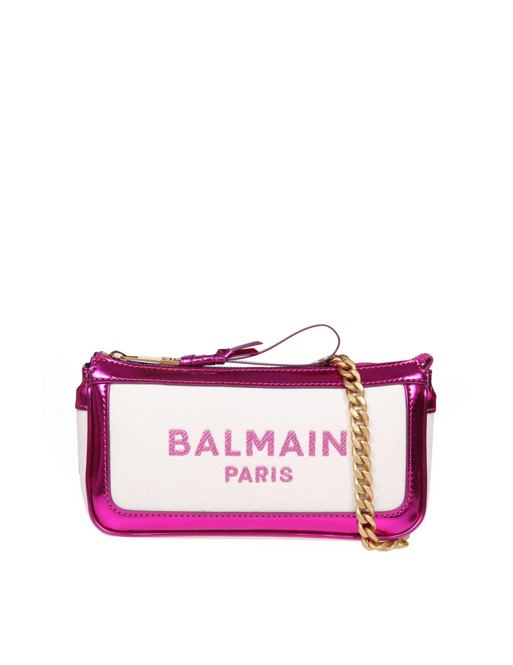 Balmain Balmain b-army clutch bag in canvas and leather Purple
