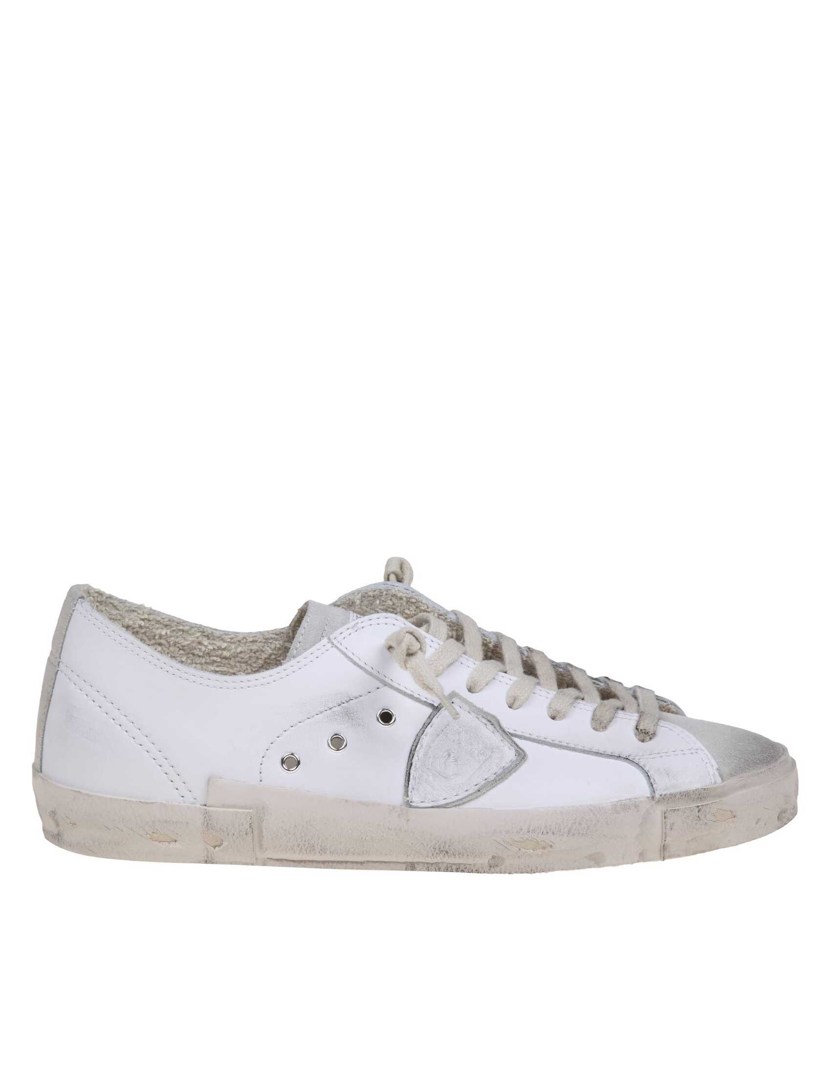 Philippe Model Philippe model prsx low sneakers in white leather and suede Grey