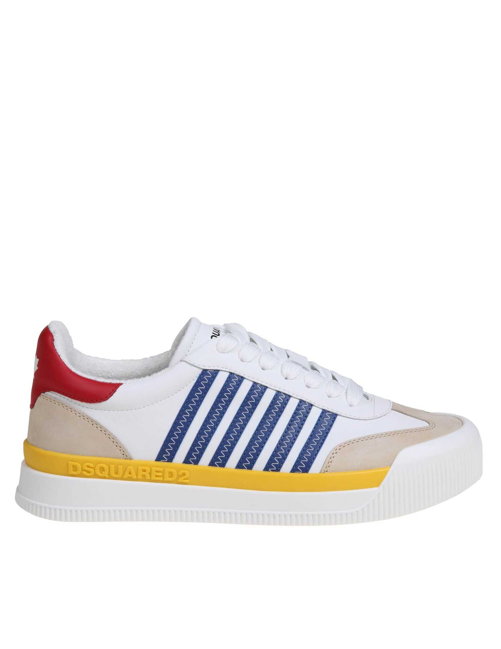 DSQUARED2 Dsquared2 new jersey sneakers in white/blue leather Blue