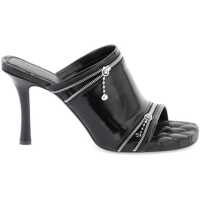 Saboti Glossy Leather Peep Mules Femei