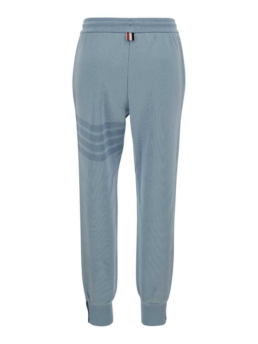 Thom Browne SWEATPANTS IN DOUBLE FACE KNIT W/ TONAL ENG 4 BAR BLUE