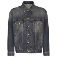 Geci Blue Jacket With Distressed Effect In Denim Man Barbati