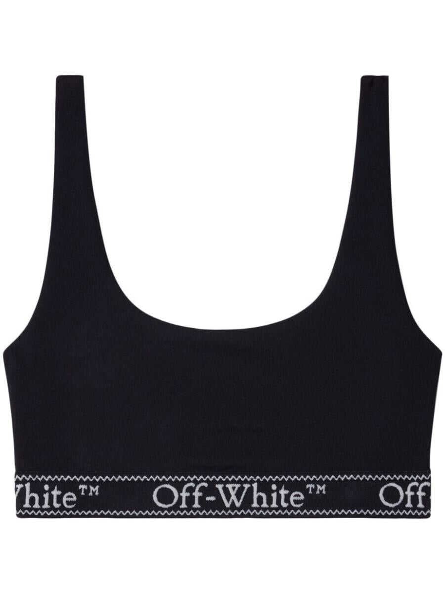 Off-White OFF-WHITE logo-underband crop top BLACK WHITE