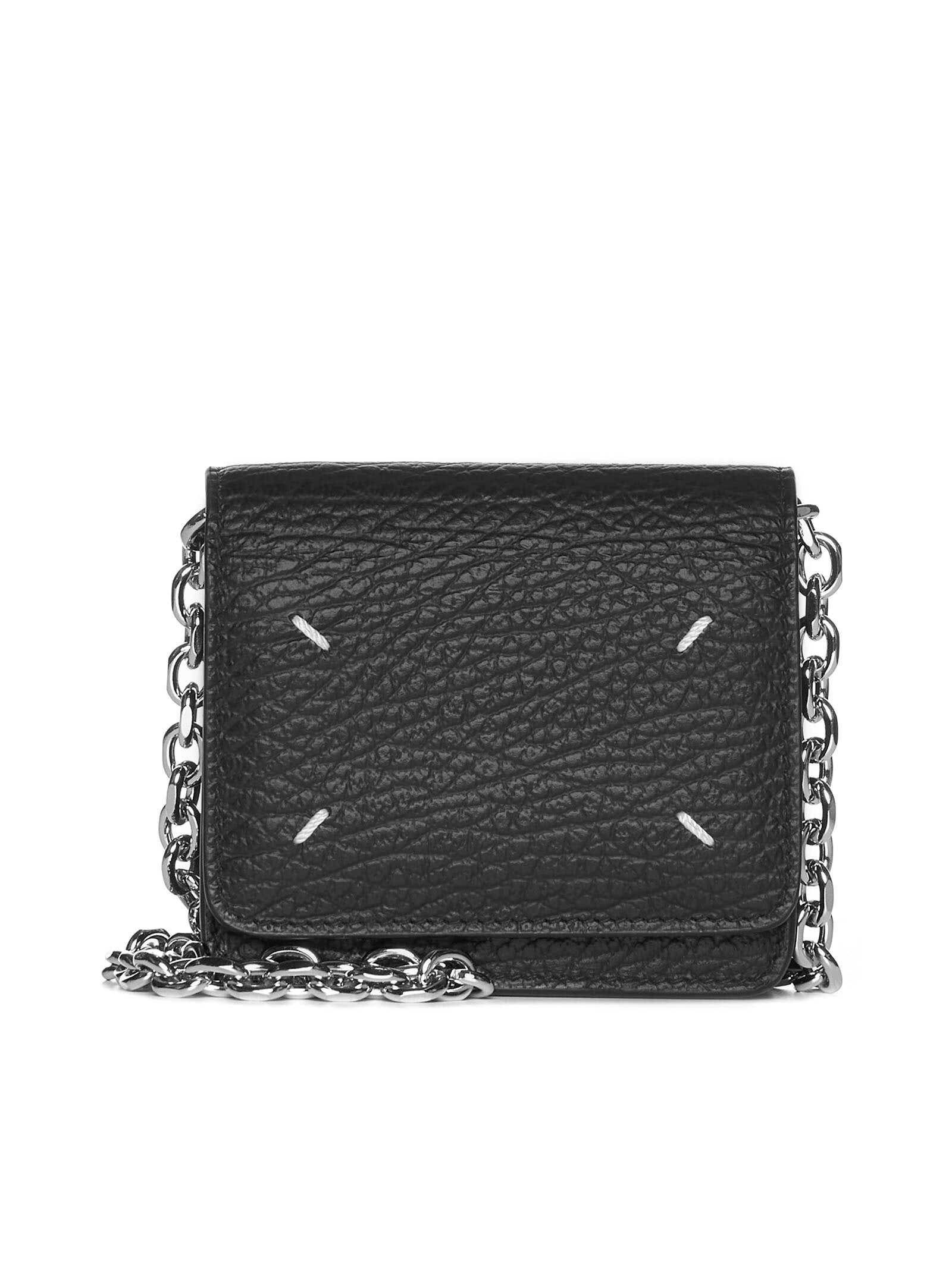 Maison Margiela MAISON MARGIELA Four Stitches leather wallet on chain BLACK