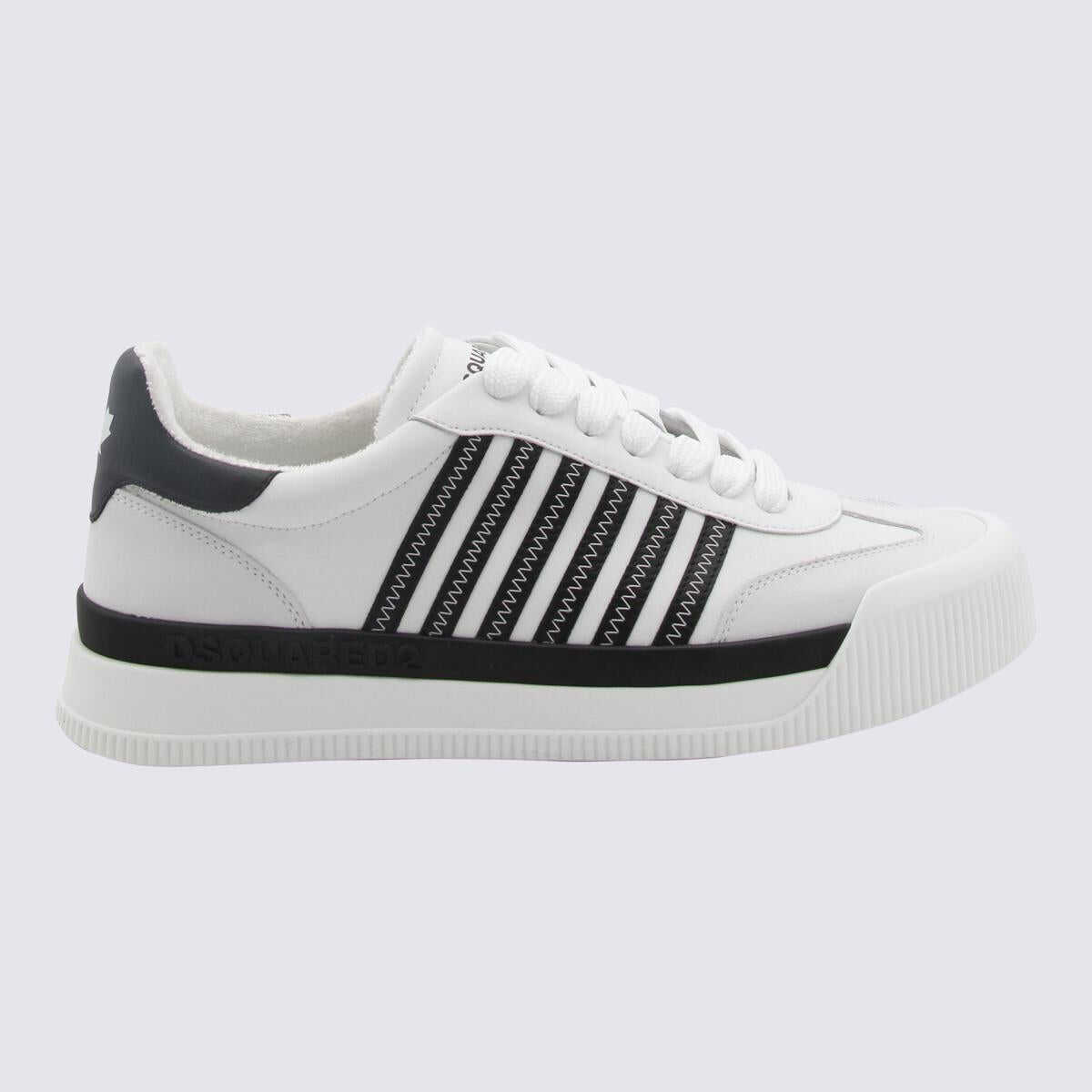 DSQUARED2 DSQUARED2 WHITE AND BLACK LEATHER NEW JERSEY SNEAKERS WHITE