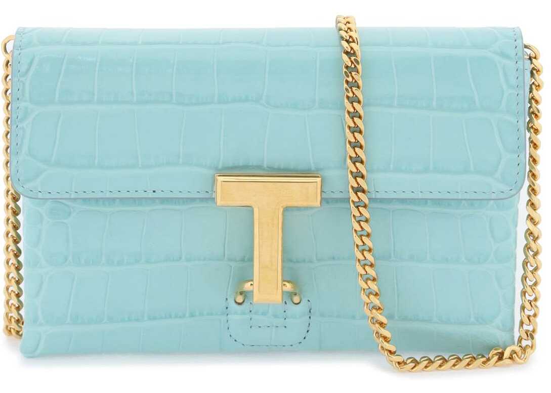 Tom Ford Croco-Embossed Leather Mini Bag PASTEL TURQUOISE