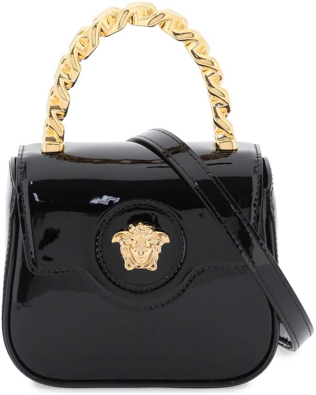 Versace Patent Leather \'La Medusa\' Mini Bag BLACK VERSACE GOLD