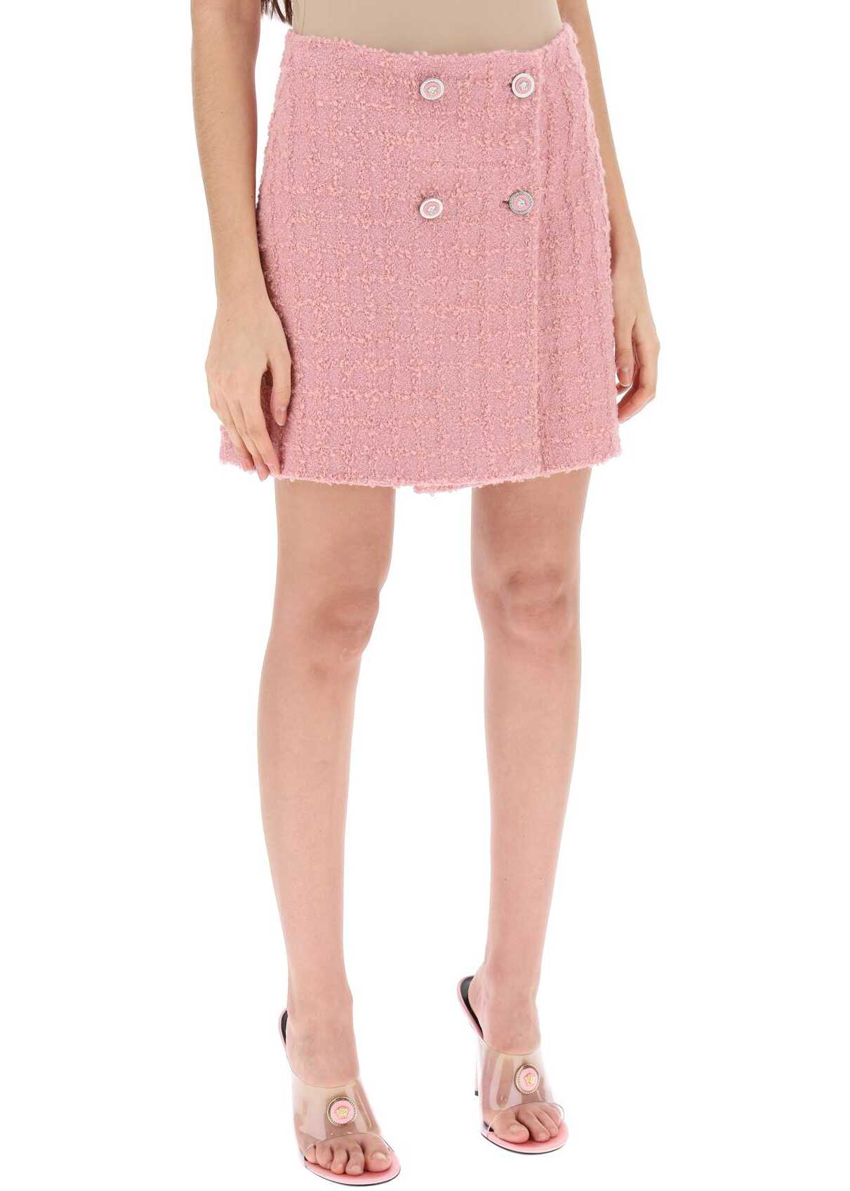 Versace Wrap Skirt In Boucle Tweed PALE PINK