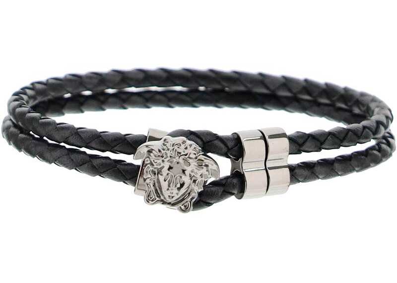 Versace Medusa Leather Bracelet BLACK ULTRA BLACK RUTHENI