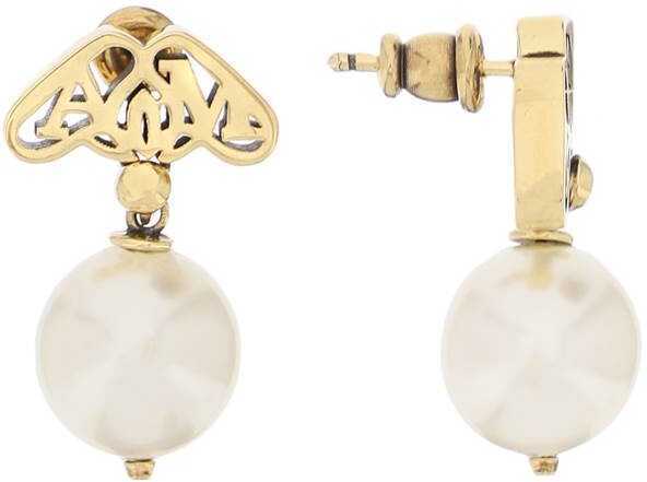 Alexander McQueen Pearl And Seal Earrings L A GOLD PEARL
