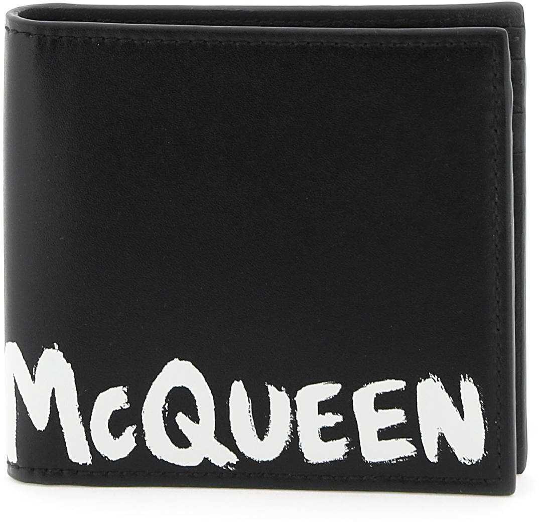 Alexander McQueen Graffiti Bi-Fold Wallet BLACK WHITE